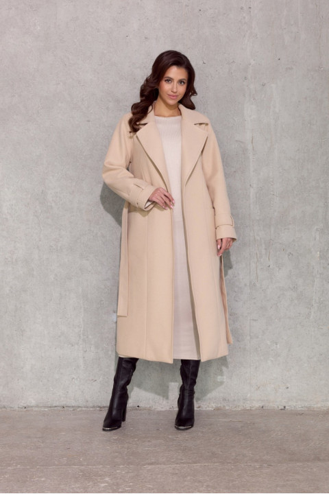 Vivienne - długi płaszcz z kieszeniami i wiązaniem