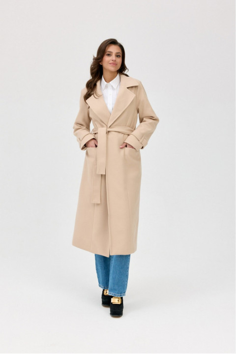 Vivienne - długi płaszcz z kieszeniami i wiązaniem