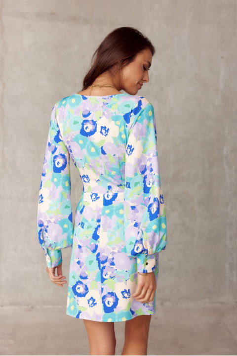 Elle - sukienka z kopertowym dekoltem i bufiastymi rękawami