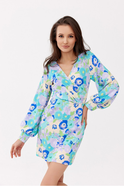 Elle - sukienka z kopertowym dekoltem i bufiastymi rękawami