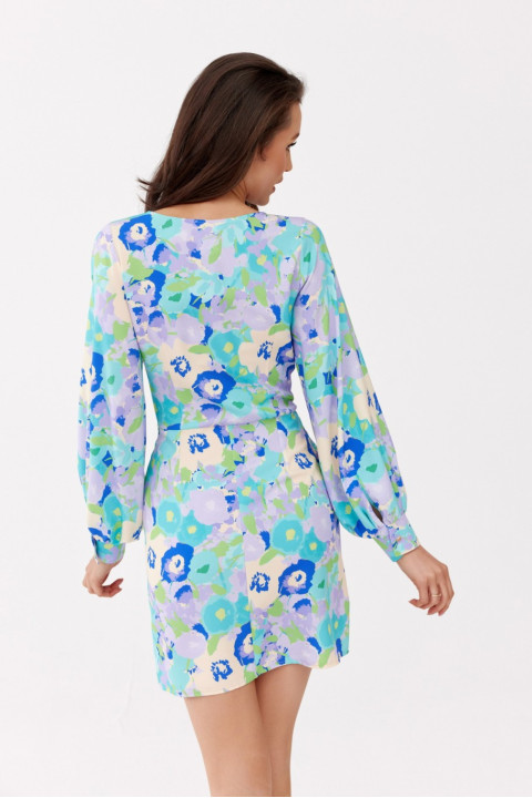 Elle - sukienka z kopertowym dekoltem i bufiastymi rękawami