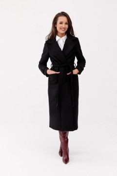 Sovan - długi płaszcz damski z wiązaniem