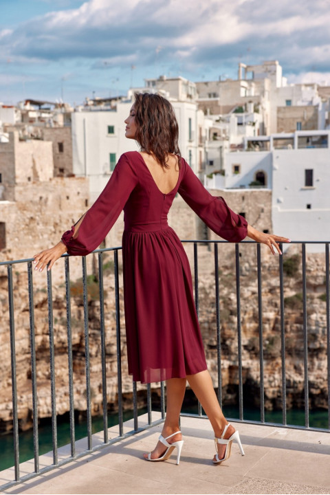 Sivney - sukienka rozkloszowana z kopertowym dekoltem długi rękaw