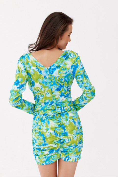 Molly - drapowana sukienka z nadrukiem i przekładanym dekoltem Molly - drapowana sukienka z nadrukiem i przekładanym dekoltem