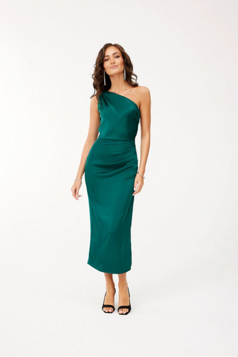 Celine - satynowa sukienka midi na jedno ramię Celine - satynowa sukienka midi na jedno ramię