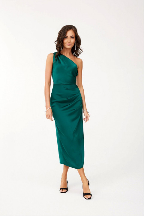Celine - satynowa sukienka midi na jedno ramię Celine - satynowa sukienka midi na jedno ramię