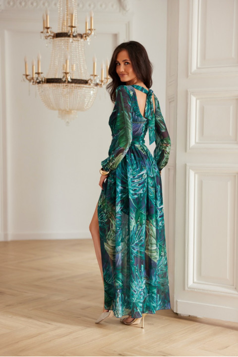 Alessia - szyfonowa sukienka maxi z wiązaniem na plecach