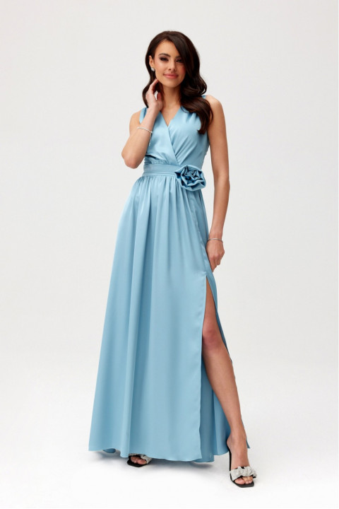 Paloma - satynowa sukienka maxi z ozdobną różą