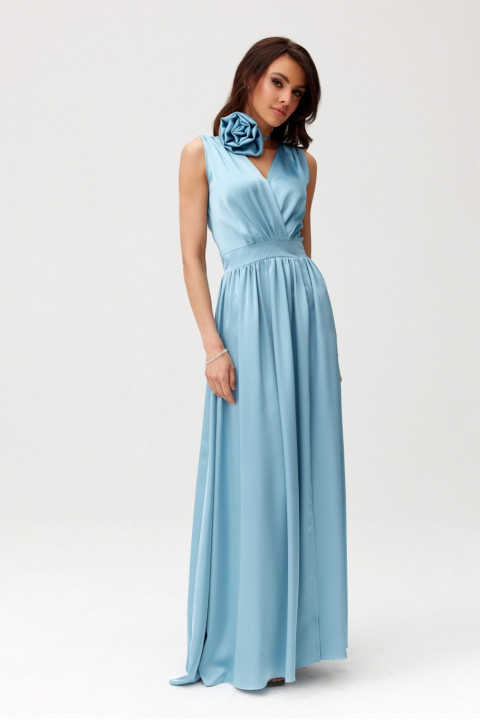 Paloma - satynowa sukienka maxi z ozdobną różą