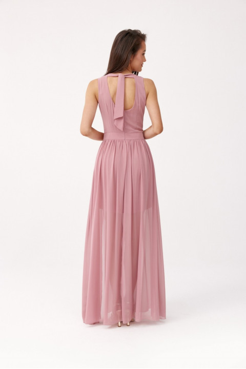 Mirabel - długa sukienka z kopertowym dekoltem i wiązaniem na plecach