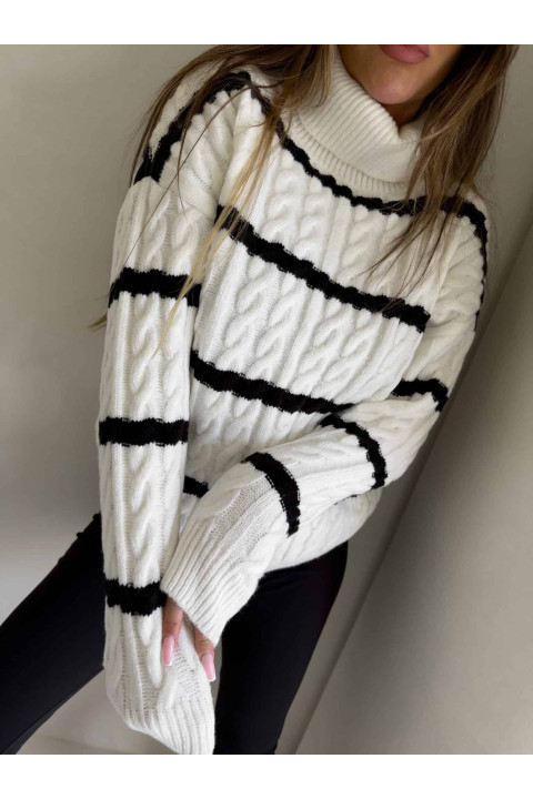 Sweter golf damski Inko pasy