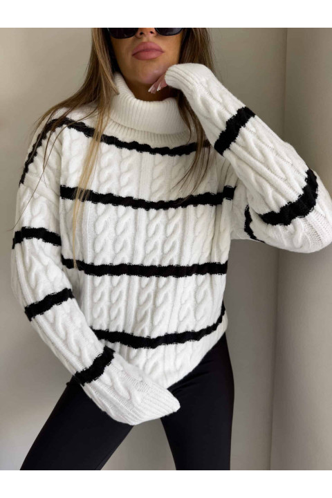 Sweter golf damski Inko pasy