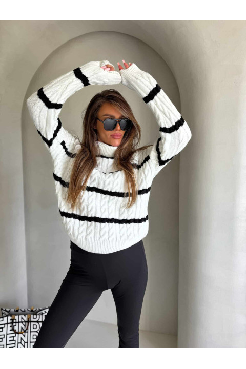 Sweter golf damski Inko pasy