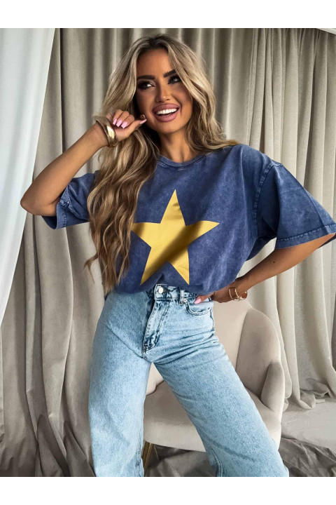 T-shirt damski Star z efektem dekatyzacji T-shirt damski Star z efektem dekatyzacji