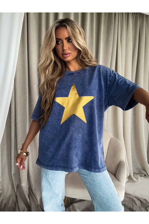 T-shirt damski Star z efektem dekatyzacji T-shirt damski Star z efektem dekatyzacji