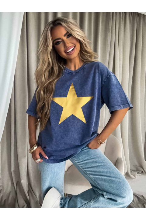 T-shirt damski Star z efektem dekatyzacji T-shirt damski Star z efektem dekatyzacji