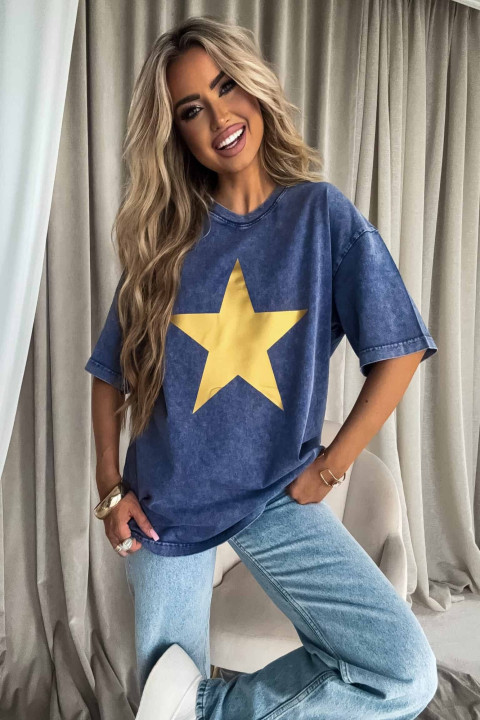 T-shirt damski Star z efektem dekatyzacji T-shirt damski Star z efektem dekatyzacji