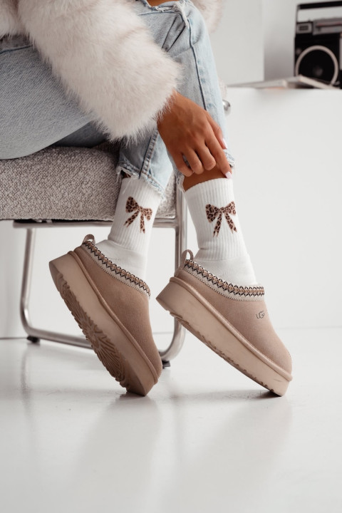 Skarpetki damskie kokardka cętki