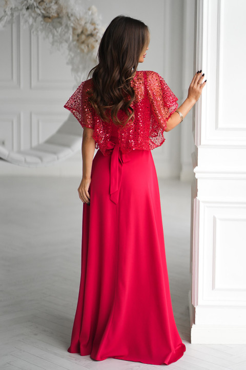 Elegancka Sukienka Na Ramiączkach Z Cekinowym Bolerkiem