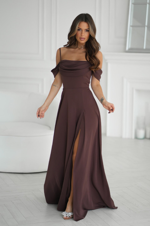 Sukienka Maxi Z Opadającymi Ramiączkami I Rozcięciem