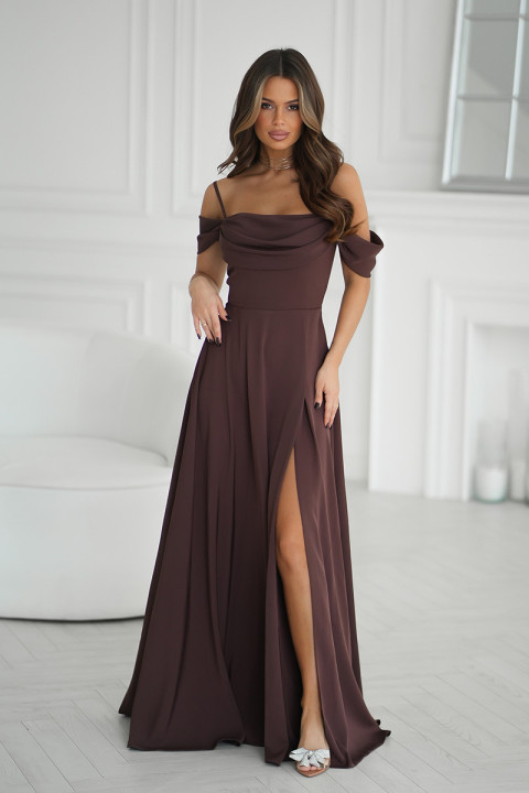 Sukienka Maxi Z Opadającymi Ramiączkami I Rozcięciem