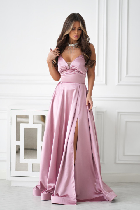 Połyskująca Suknia Wieczorowa z Gorsetowym Sznurowaniem