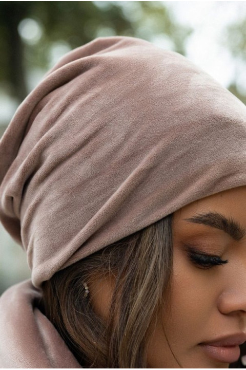 Welurowy komplet czapka i komin