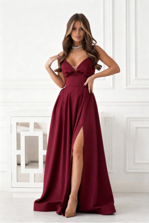 Długa suknia wieczorowa z gorsetowym sznurowaniem