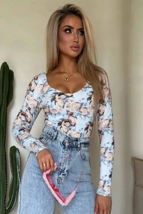 bluzka damska Venezia - print rose blue