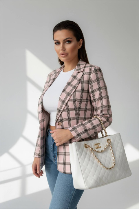 Marynarka damska Over - krata róż