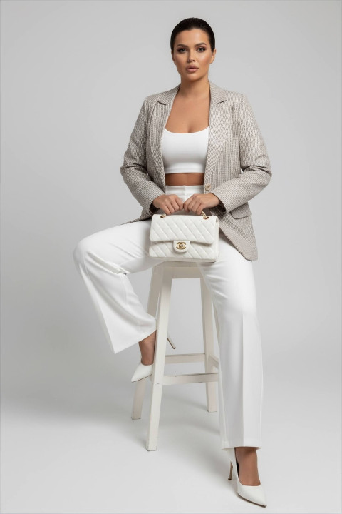 Marynarka damska Over - krata beż