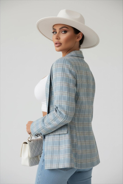 Marynarka damska Over - krata niebieski