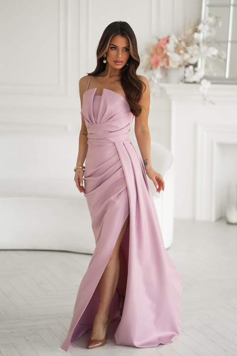 Elegancka Sukienka Z Geometrycznym Dekoltem I Odpinanymi Ramiączkami