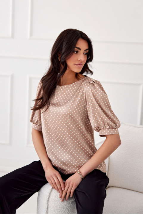 Jenna - bluzka z bufiastymi rękawami i okrągłym dekoltem