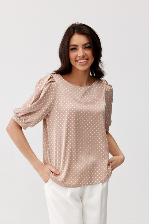 Jenna - bluzka z bufiastymi rękawami i okrągłym dekoltem