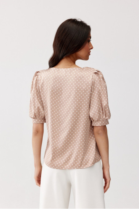 Jenna - bluzka z bufiastymi rękawami i okrągłym dekoltem