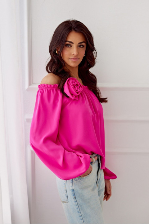 Rosie - bluzka hiszpanka z długim rękawem i różą