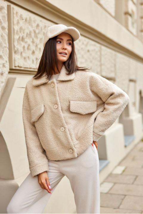 Jesper - krótka kurtka jednorzędowa typu baranek