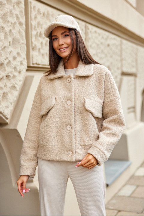 Jesper - krótka kurtka jednorzędowa typu baranek