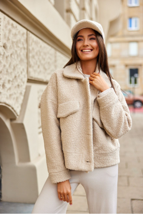 Jesper - krótka kurtka jednorzędowa typu baranek