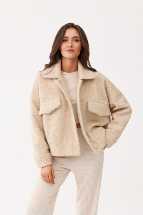 Jesper - krótka kurtka jednorzędowa typu baranek