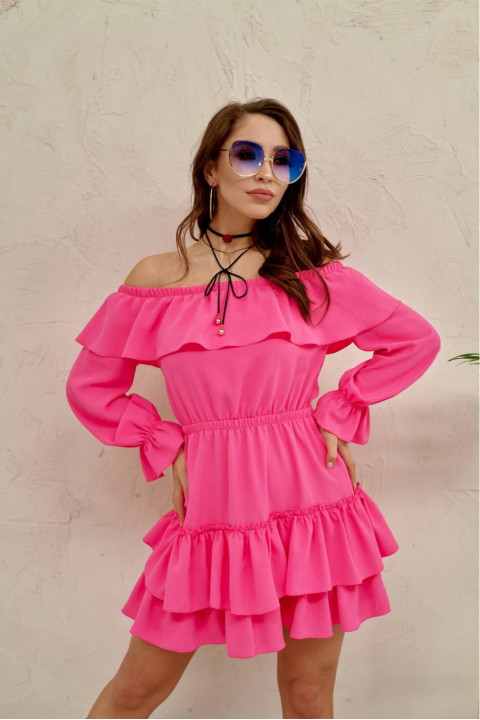 Almeria - sukienka z odkrytymi ramionami i długim rękawem