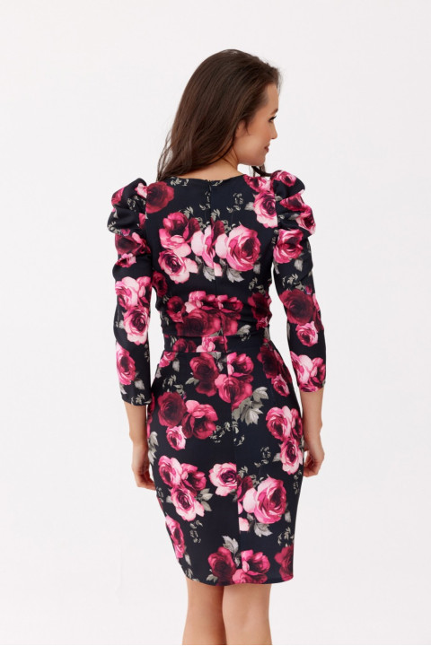 Laura - wzorzysta sukienka z rękawem 3/4