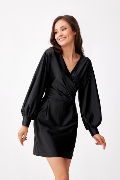 Alice - satynowa sukienka mini z długim rękawem