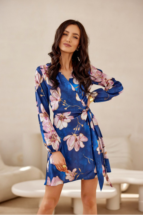 Sophie - wzorzysta sukienka mini wiązana w talii