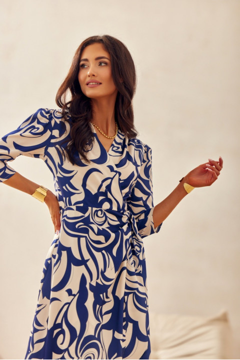 Mirella - zakładana sukienka midi z rękawem 3/4