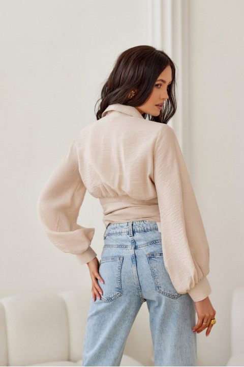 Bella - przekładana bluzka z kołnierzykiem i wiązaniem