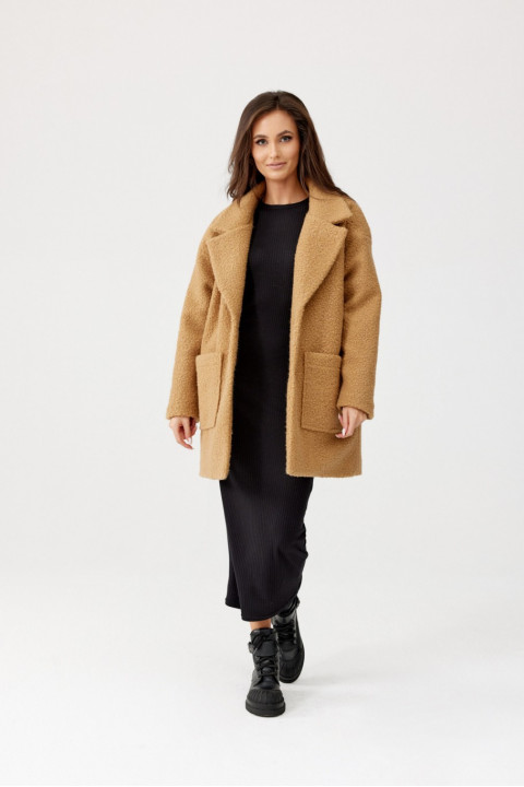 Sanchez - długa kurtka jednorzędowa typu baranek