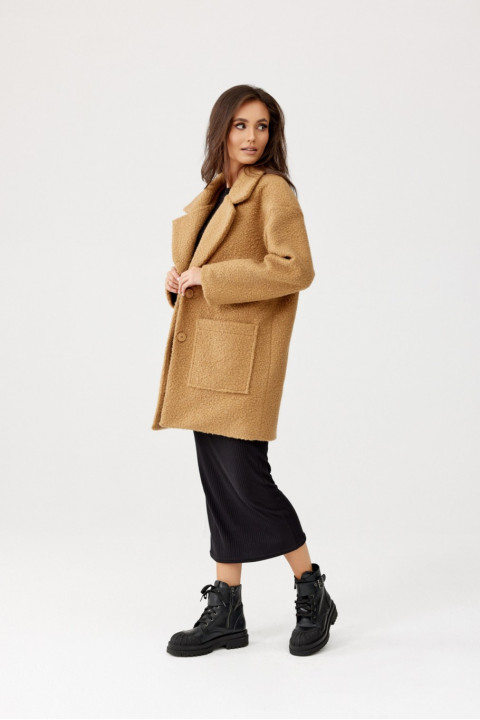 Sanchez - długa kurtka jednorzędowa typu baranek